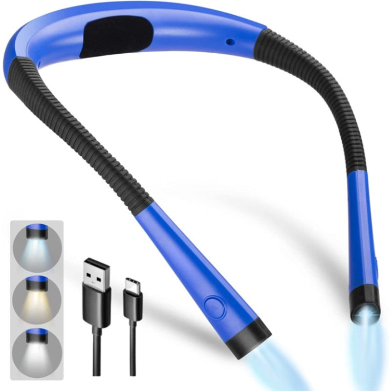 Lisslune | LED Neck Reading Lamp, Book Light for Reading in Bed, 3 Colors, 6 Brightness Levels, Flexible Arm, Rechargeable, Durable, Perfect for Reading, Knitting, Camping, Repairing