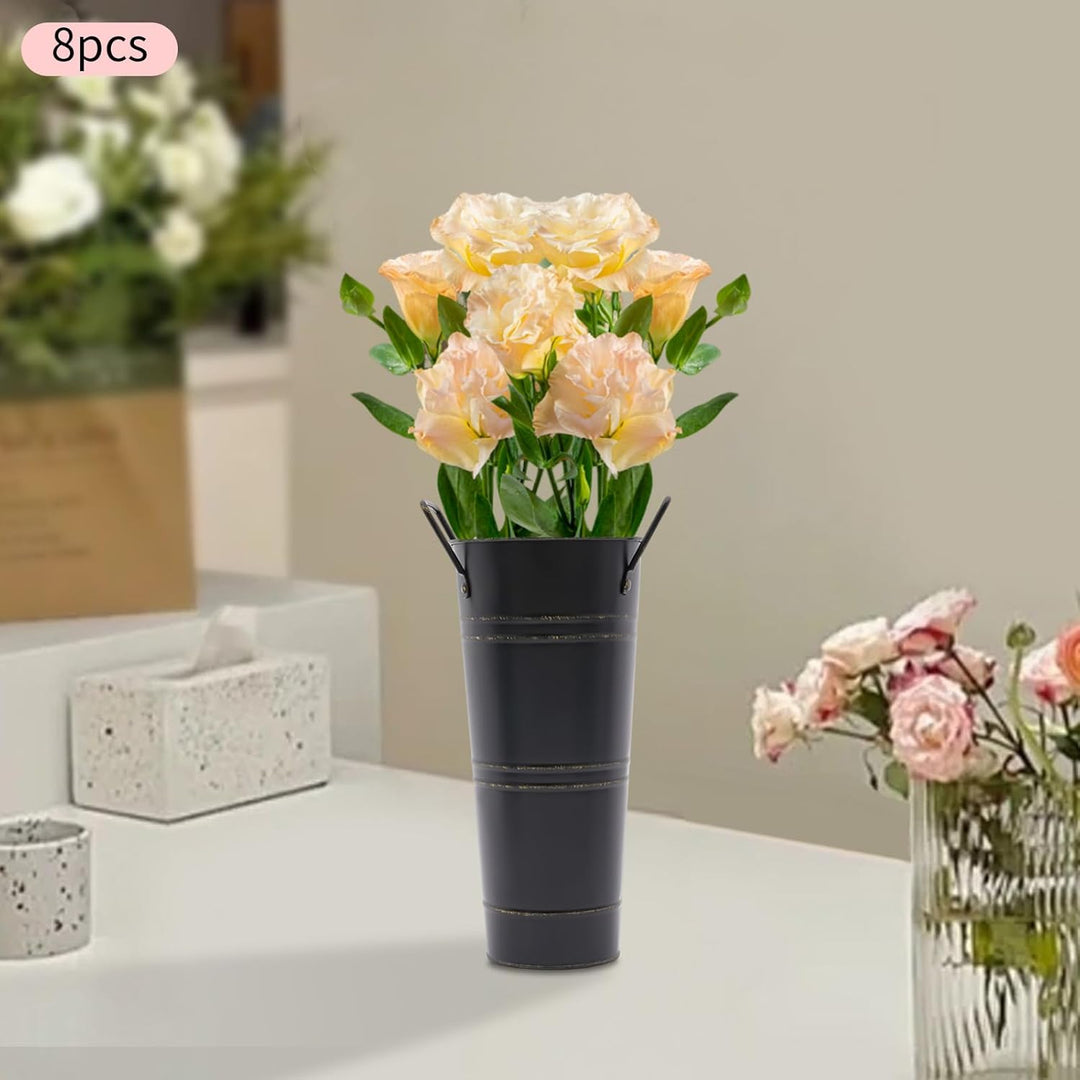 Lisslune | Retro Iron Flower Bucket with Handles – Decorative Metal Flower Pot for Home
