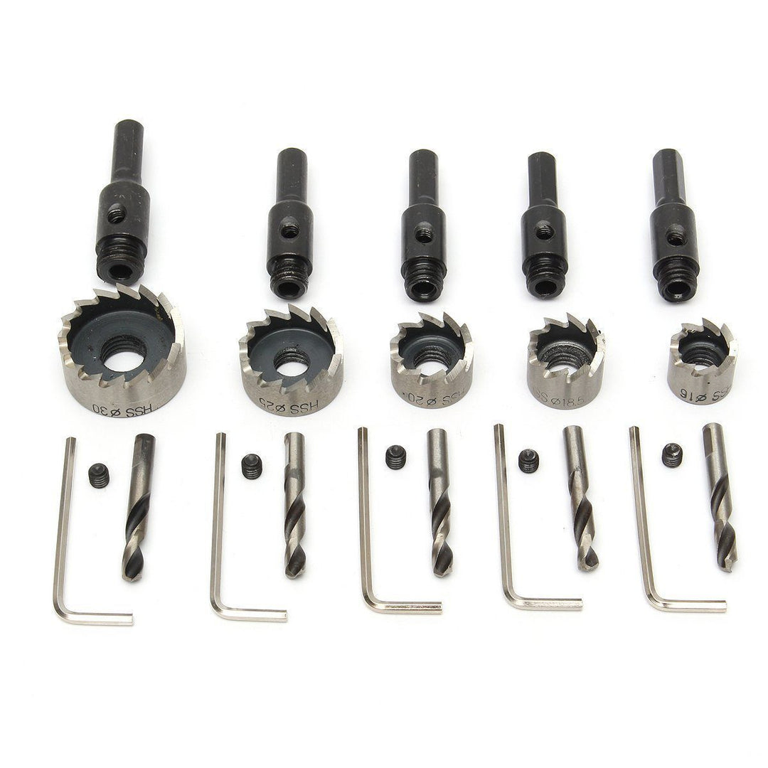 Lisslune | 5PCS Carbide Tip HSS Drill Hole Saw Set Stainless Steel Metal Alloy 16-30mm