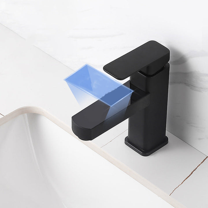 Lisslune | Contemporary Sink Faucet Digital Display Monochrome Low Arc Sink Bathroom Sink