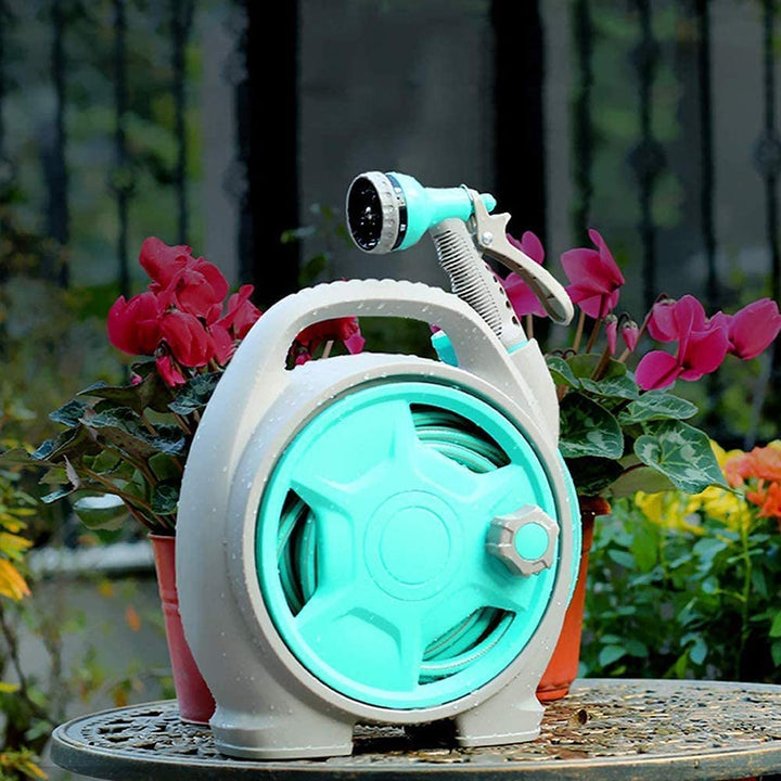 Lisslune | Practical hose reel with spray nozzle – Compact garden hose cart for easy watering
