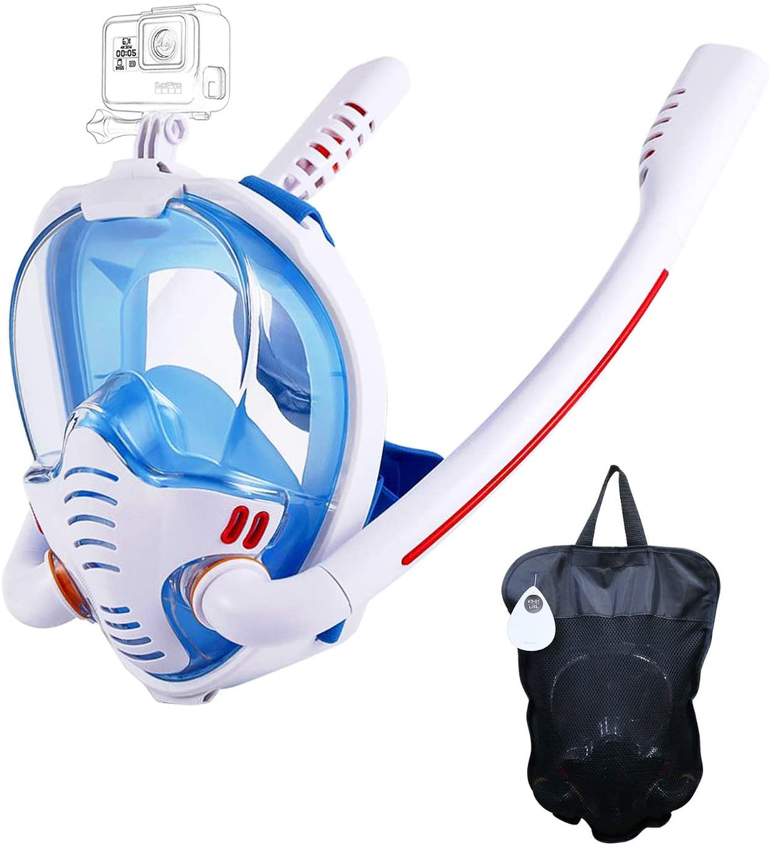 Lisslune | Snorkel mask with anti-fog cloths, 180-degree panoramic view HD