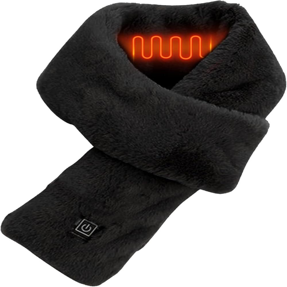 Lisslune | Heated Synthetic Fur Scarf UK – Rechargeable USB Winter Scarf, Soft Thermal Neck Warmer
