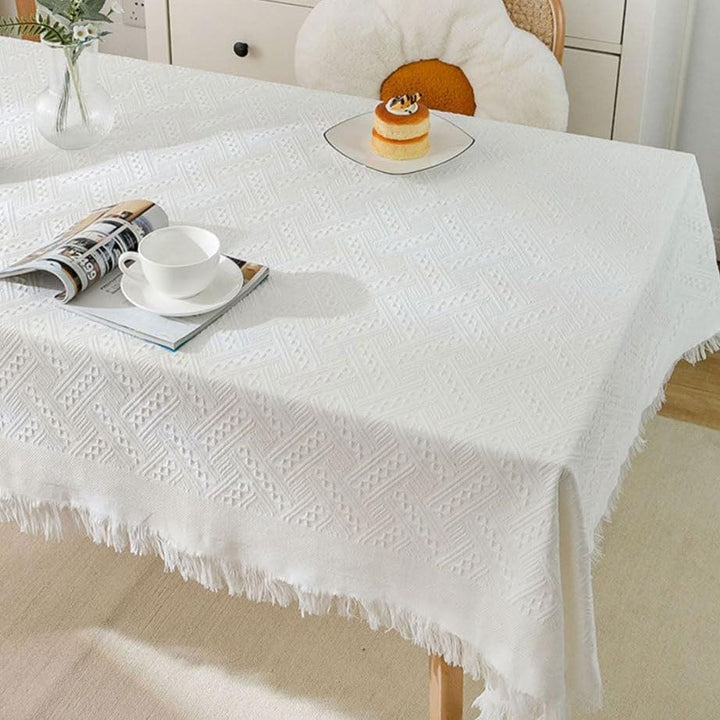 Lisslune | Waffle Modern Tablecloth, Knitted Fabric Lace Coffee Cloth, Round Tablecloth, Rectangular Tablecloth