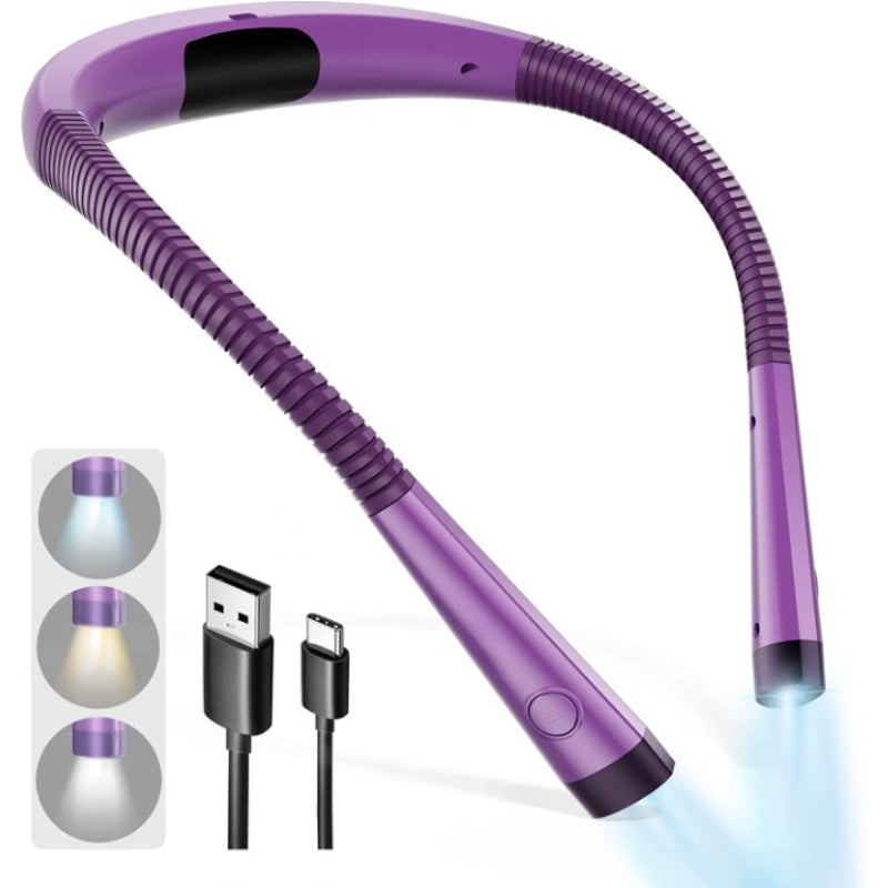 Lisslune | LED Neck Reading Lamp, Book Light for Reading in Bed, 3 Colors, 6 Brightness Levels, Flexible Arm, Rechargeable, Durable, Perfect for Reading, Knitting, Camping, Repairing