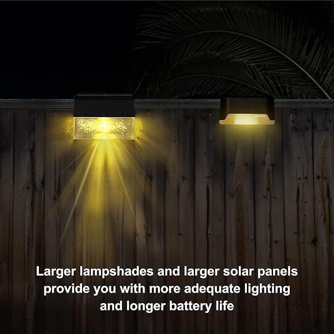 Lisslune | Solar Deck Lights 4 Piece Set, Solar Step Lights Outdoor, Warm White/Color Changing Solar Fence Light for Terrace Garden Yard