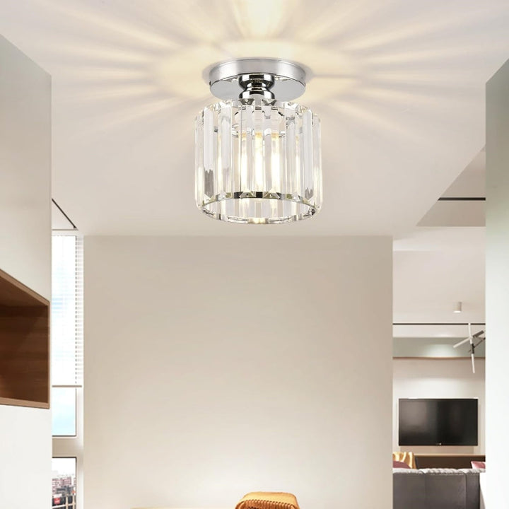 Lisslune | Modern 1-Light Flush Mount Ceiling Light | Black Brass Fixture with Crystal Shade for Hallway & Living Room