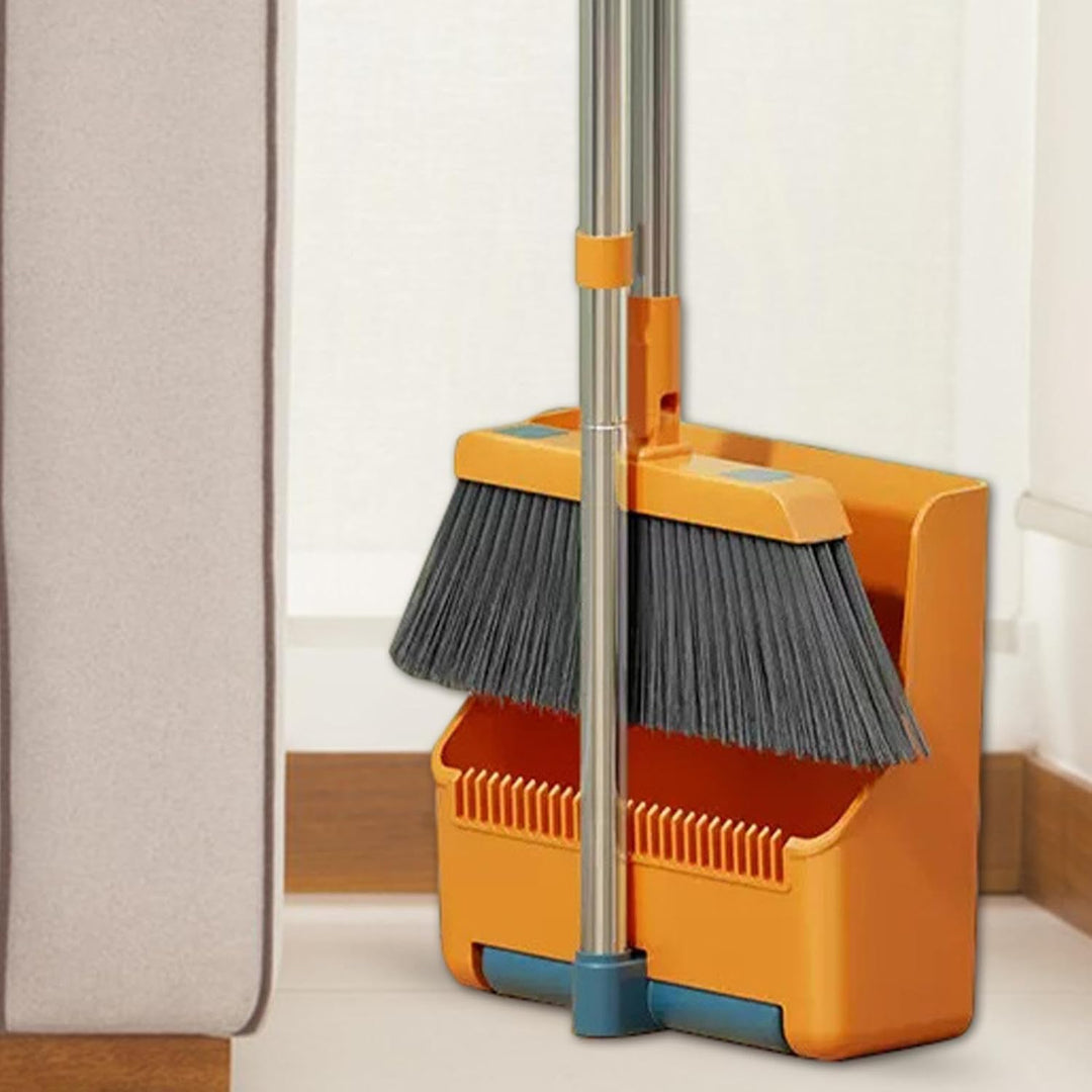 Lisslune | Large Broom and Dustpan Set – Long Handle with 180° Rotating Broom Head – Clavira
