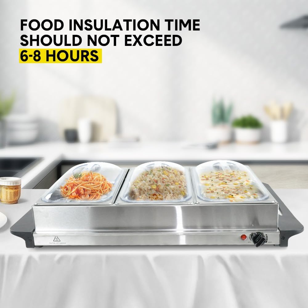 Lisslune | Electric Buffet Food Warmer with 3 × 2.5L Trays & Temperature Control – Valtero