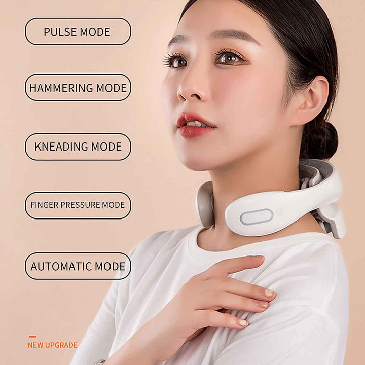Lisslune | Neck massager with heat, pain therapy, smart neck massager, 4 massage heads portable deep tissue trigger point massager