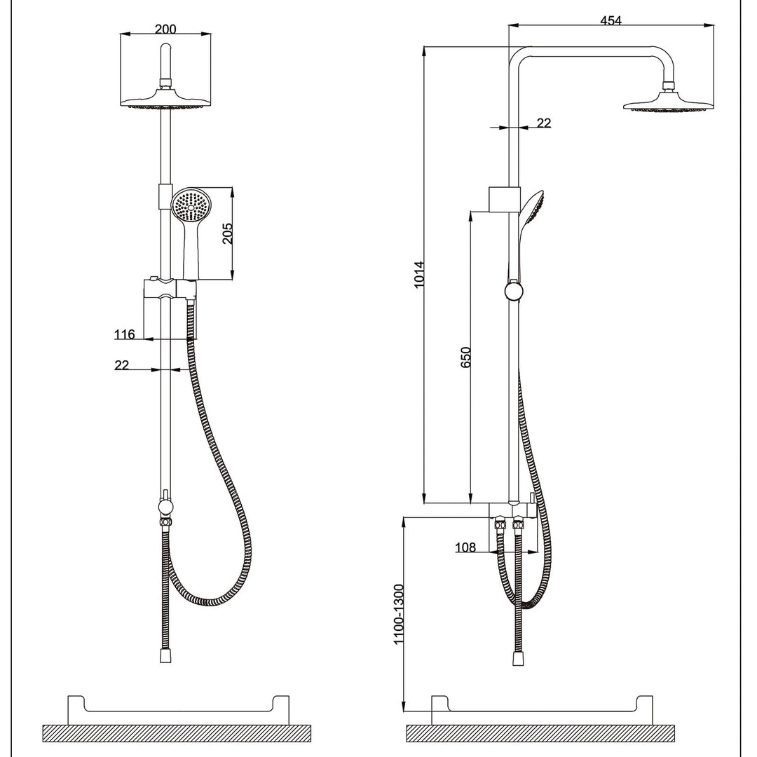 Lisslune | Shower system without faucet, rain shower with stainless steel round shower head, chrome overhead shower rod shower set shower column set SUS304