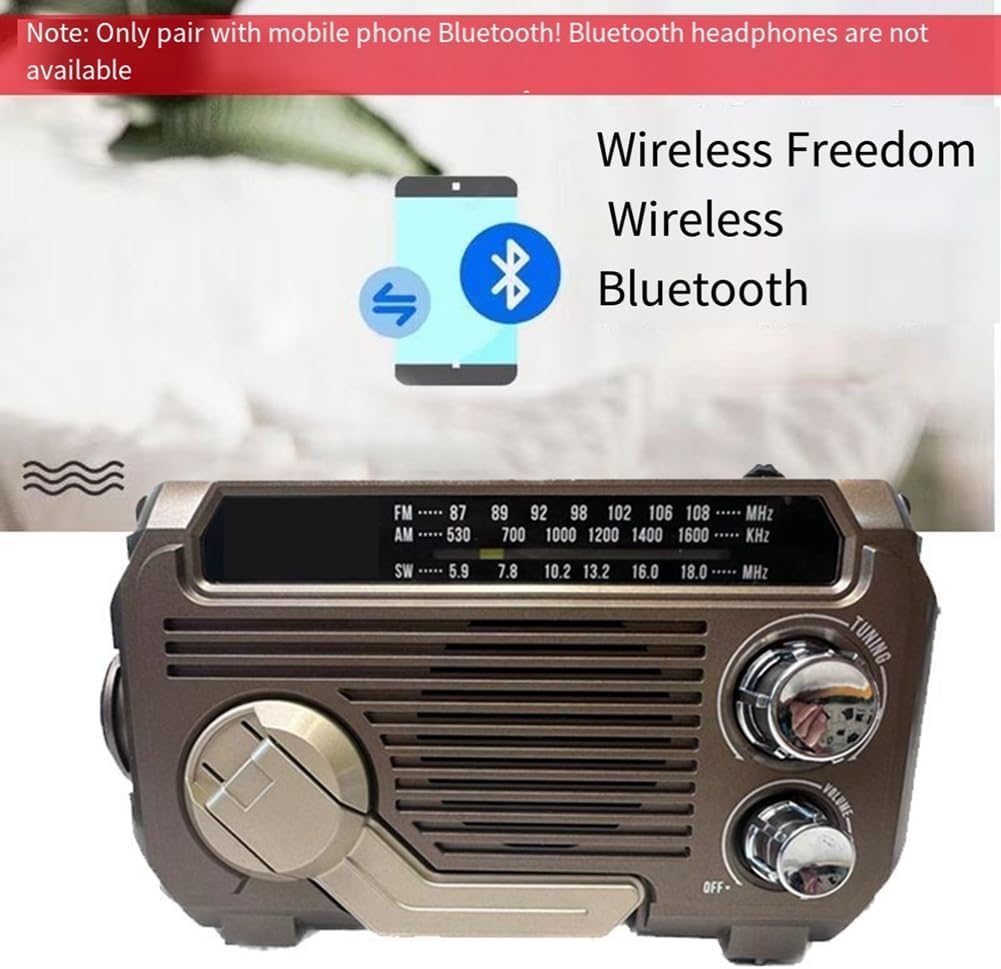 Lisslune | SafeWave Emergency Radio with Built-in Power Bank – Hand Crank, Solar & USB Charging, AM/FM, LED Torch & SOS Alert