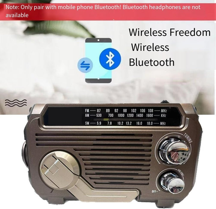 Lisslune | SafeWave Emergency Radio with Built-in Power Bank – Hand Crank, Solar & USB Charging, AM/FM, LED Torch & SOS Alert