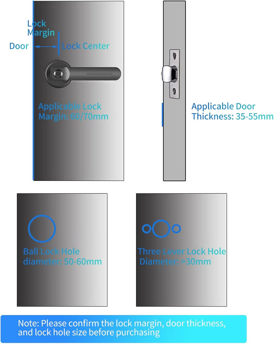Lisslune | Smart Fingerprint Door Lever Lock with Key Access & 30 User Capacity – Nivora