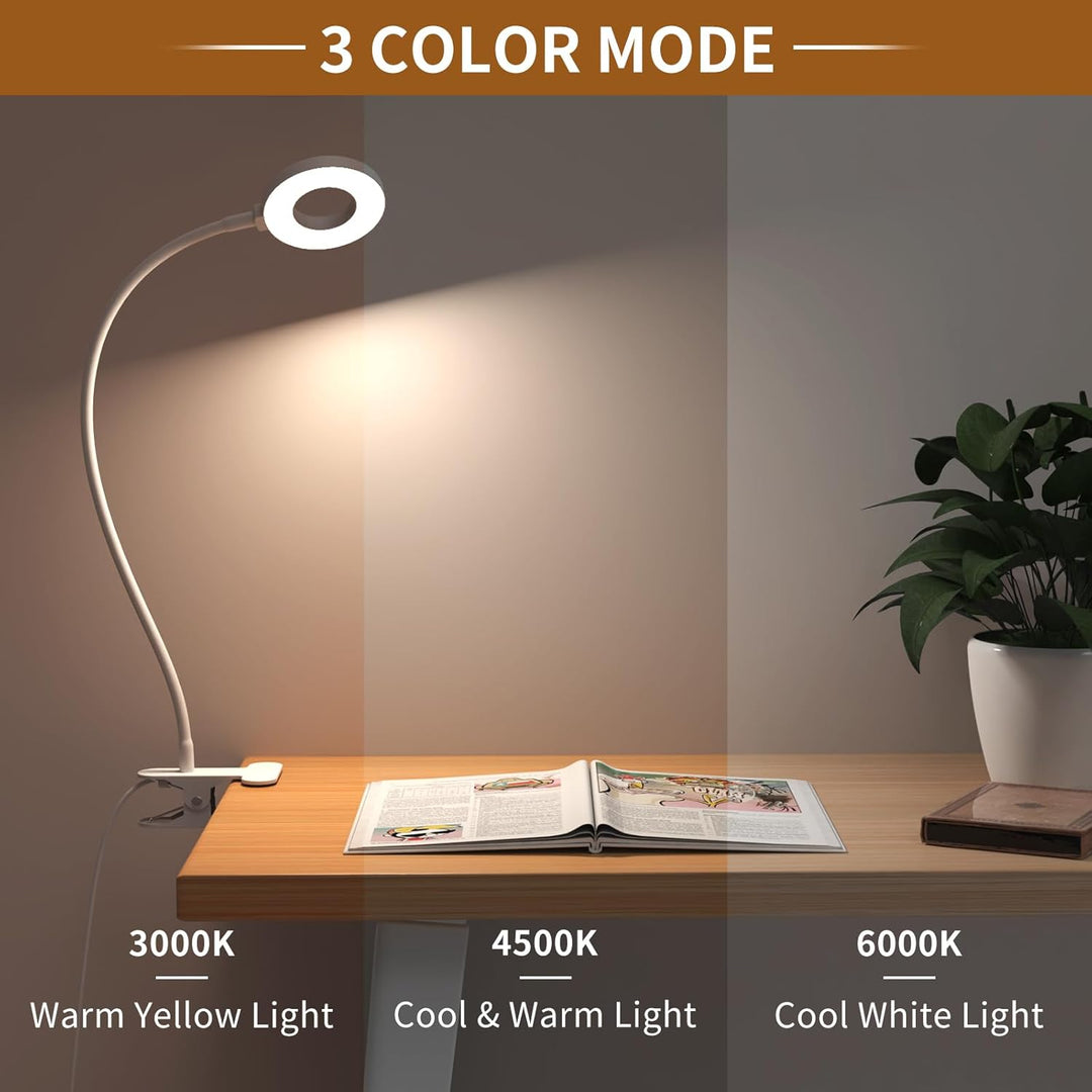Lisslune | 3 Colour Modes LED Desk Clamp Lamp with  & Flexible Gooseneck – Selvara (1+1 FREE)
