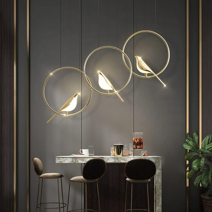Lisslune | Circle Pendant Lamp with Bird Motifs – Modern Lighting Fixture for Home Decor & Unique Ceiling Design