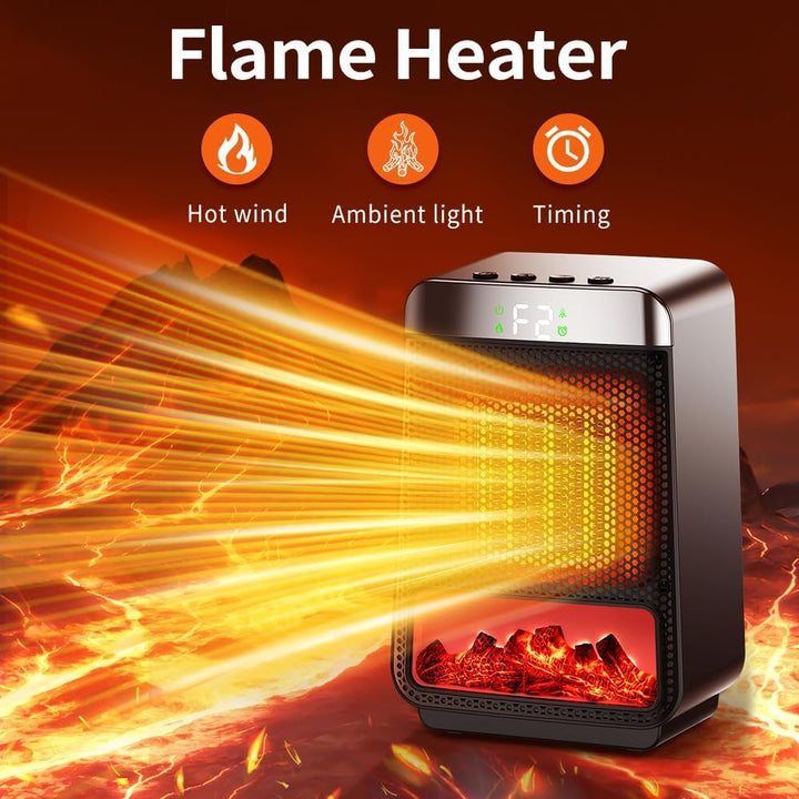 Lisslune | 3D Dynamic Flame Electric Heater | 1500W Portable, ECO-Friendly & Fast Heating for Bathroom and Home Use