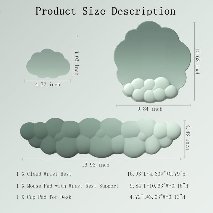Lisslune | Cloud-Shaped Ergonomic Wrist Rest Set with Mouse Pad & Coaster – Zeyora