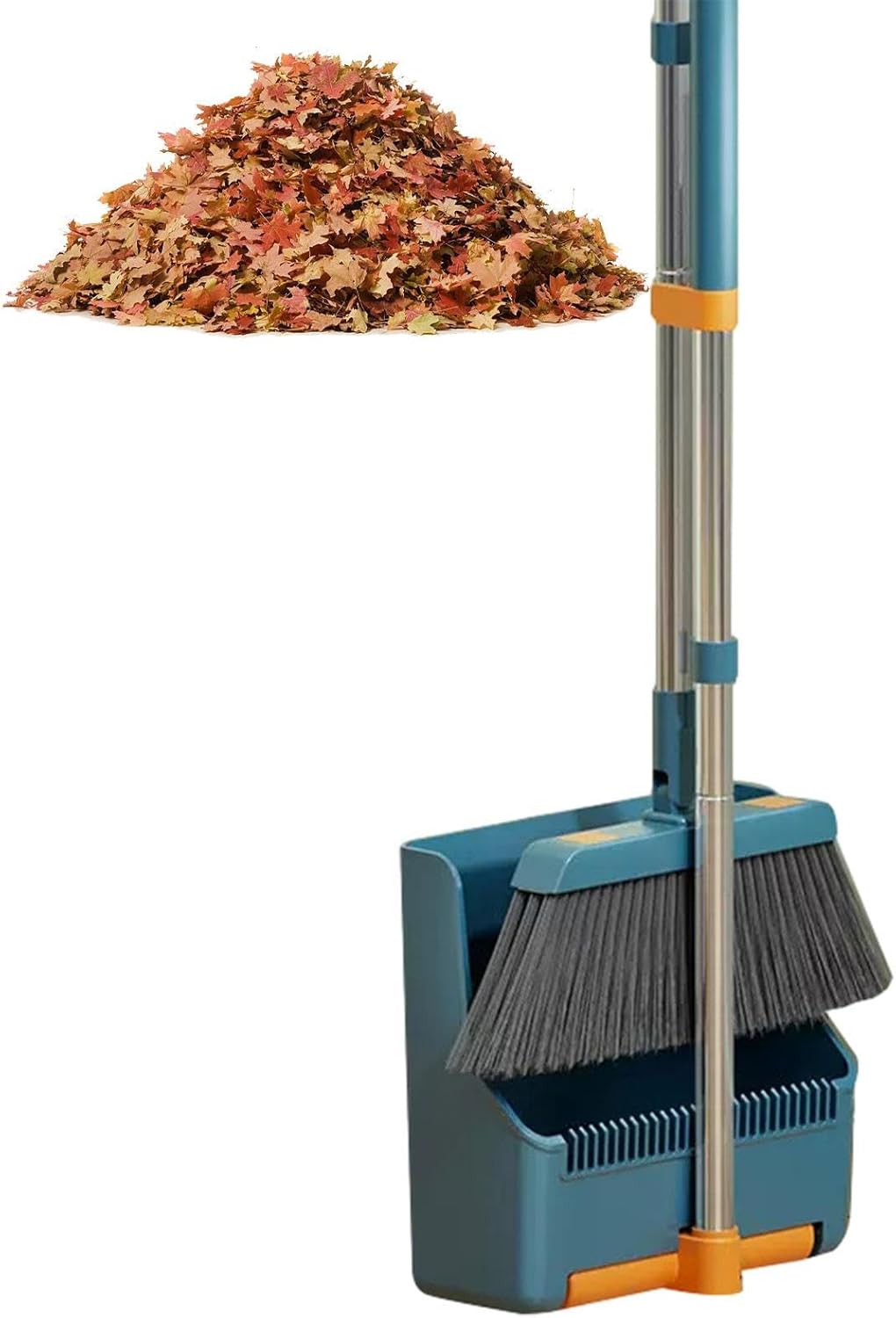 Lisslune | Large Broom and Dustpan Set – Long Handle with 180° Rotating Broom Head – Clavira