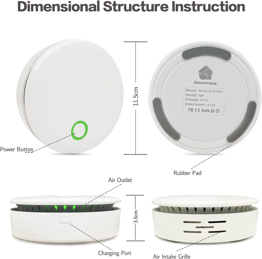 Lisslune | FreshAir Ozone Odour Eliminator – Portable Air Purifier for Smoke, Pet Smells & Household Odours