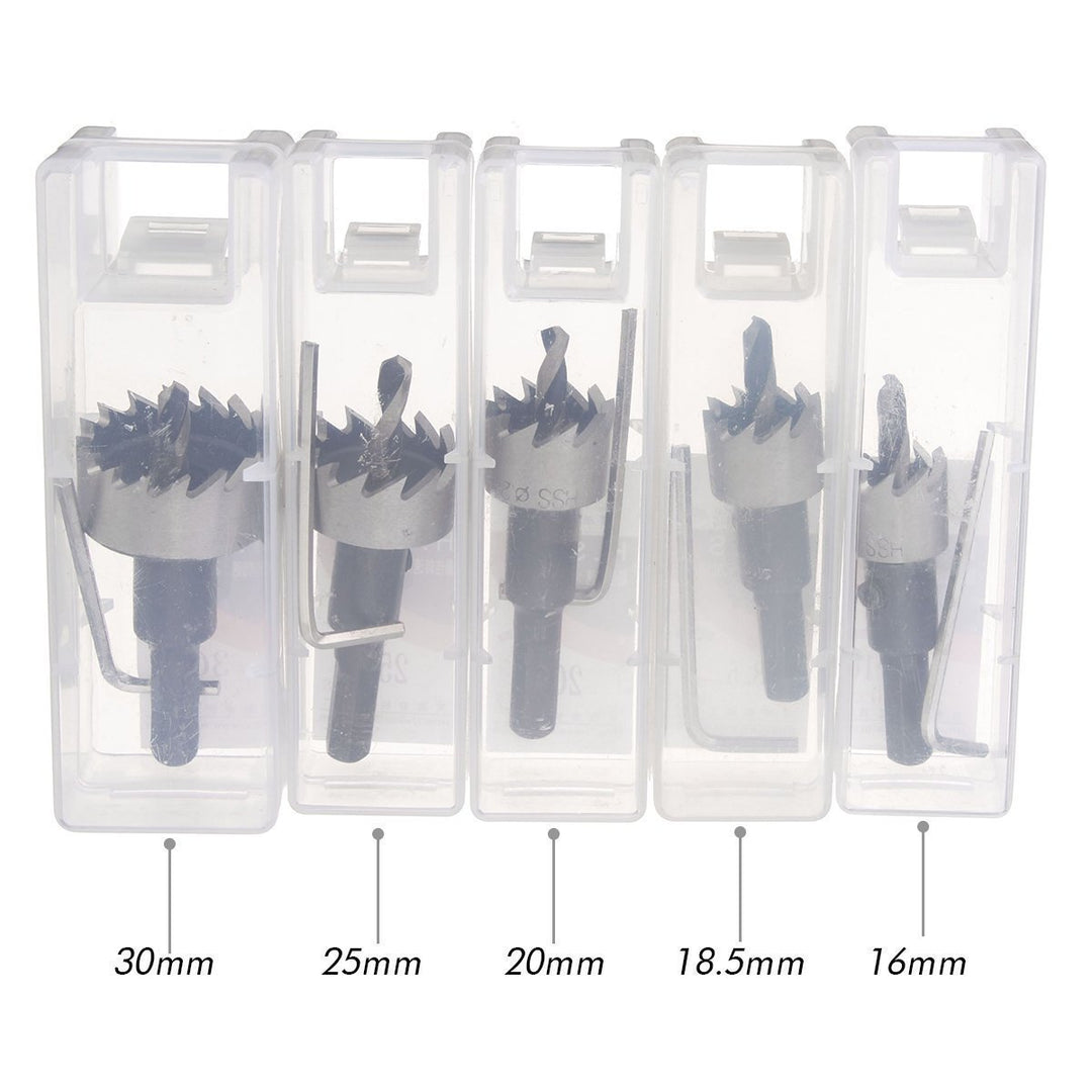 Lisslune | 5PCS Carbide Tip HSS Drill Hole Saw Set Stainless Steel Metal Alloy 16-30mm