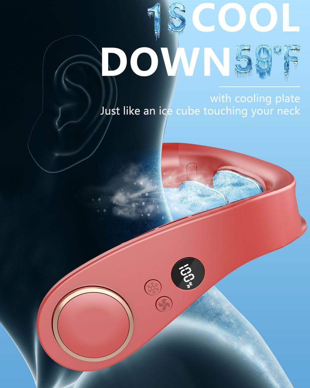 Lisslune | Neck Cooler Pro – Bladeless Neck Fan with Cooling Plate and LED Display