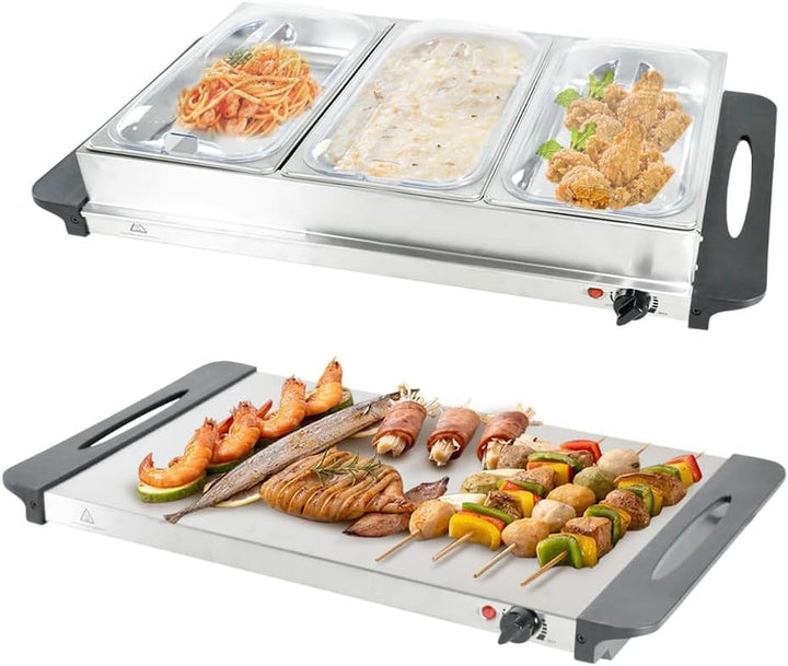 Lisslune | Electric Buffet Food Warmer with 3 × 2.5L Trays & Temperature Control – Valtero