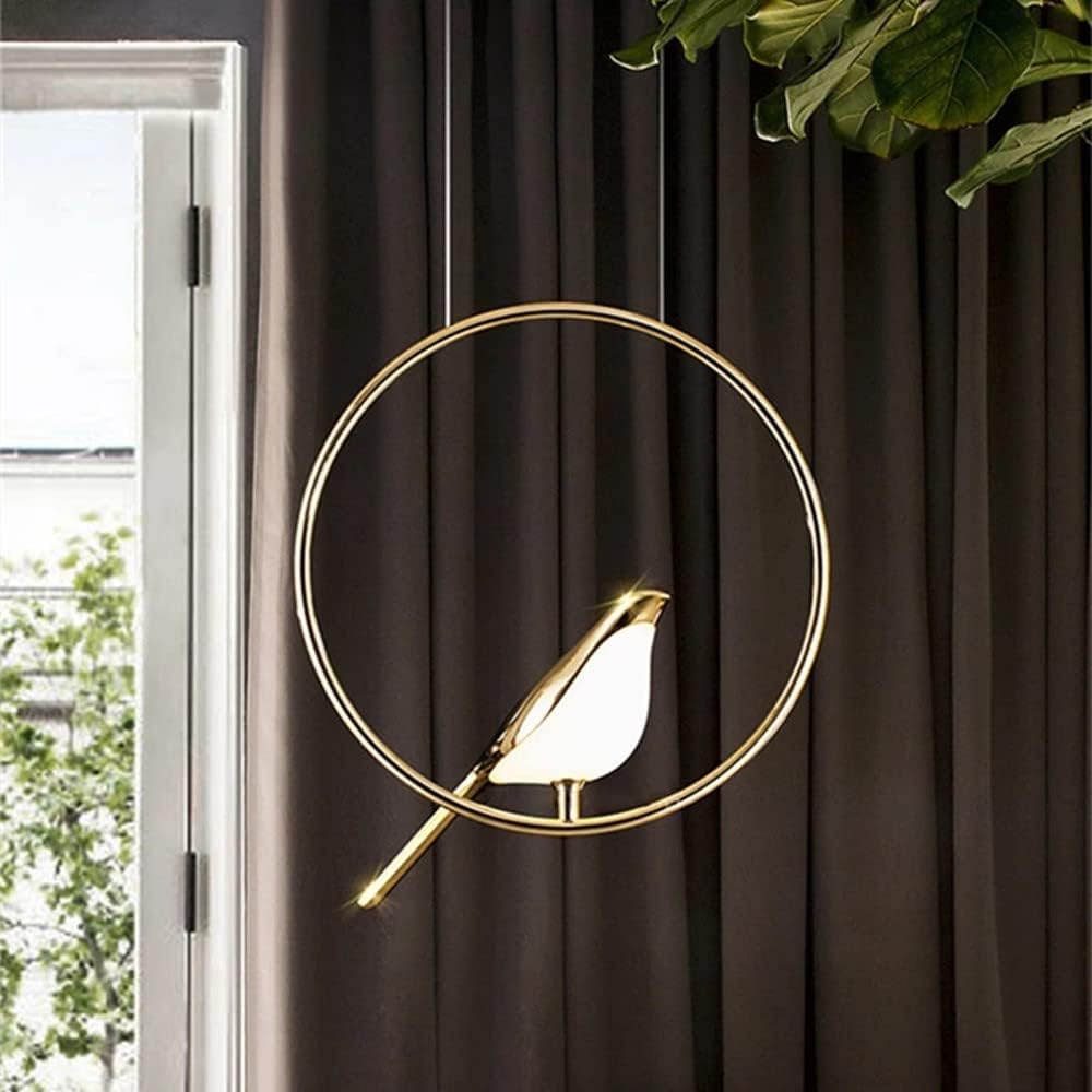Lisslune | Circle Pendant Lamp with Bird Motifs – Modern Lighting Fixture for Home Decor & Unique Ceiling Design