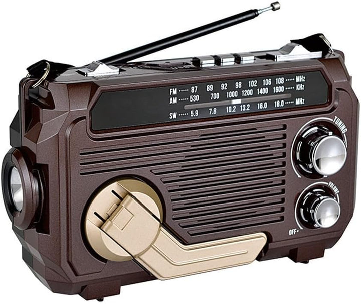 Lisslune | SafeWave Emergency Radio with Built-in Power Bank – Hand Crank, Solar & USB Charging, AM/FM, LED Torch & SOS Alert