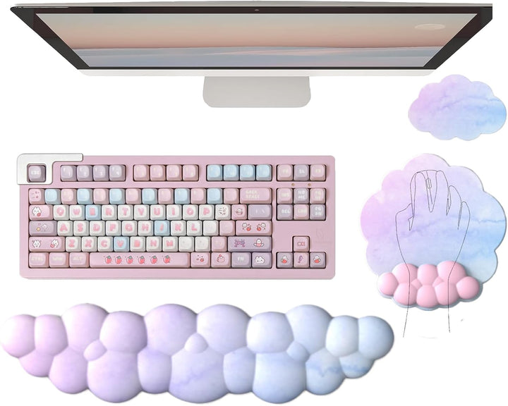 Lisslune | Cloud-Shaped Ergonomic Wrist Rest Set with Mouse Pad & Coaster – Zeyora