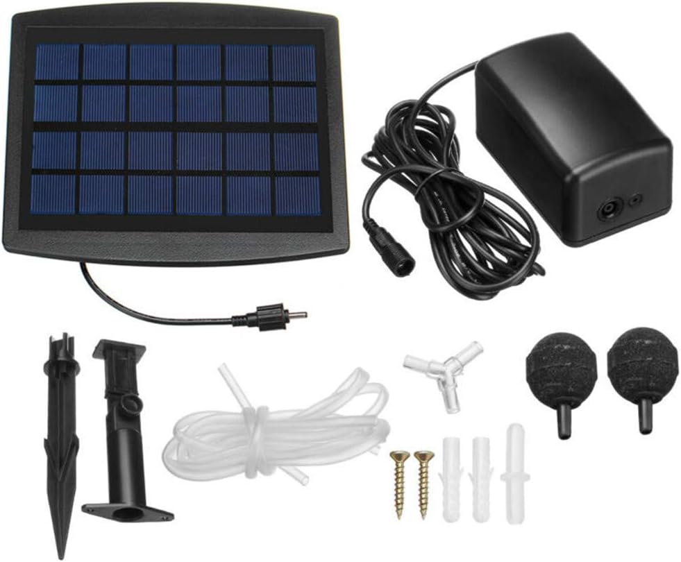 Lisslune | Solar Powered Air Pump Kit 2.5W with Hoses and Stones