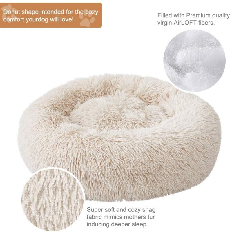 Lisslune | Beef Plush Calming Donut Dog Bed for Small to Large Dogs