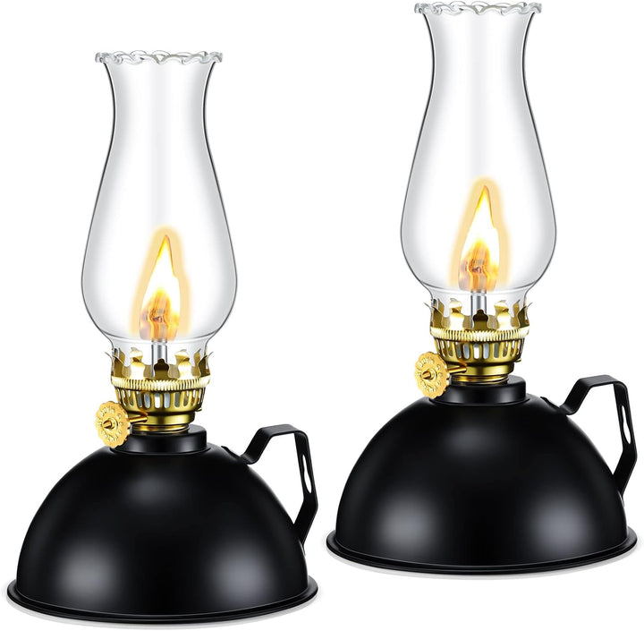 Lisslune | Vintage-Style Glass & Metal Oil Lamps Set of 2 – Ardin