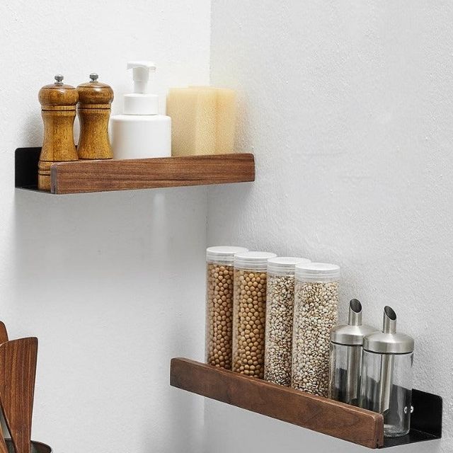 Lisslune | Solid Wood Bathroom Organizer Shelves Without Drilling