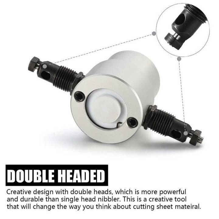 Lisslune | Nibbler Cutter Drill Attachment Double Head Metal Sheet