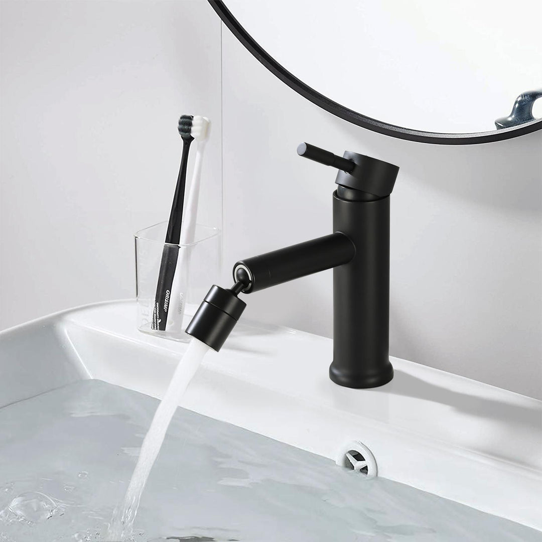 Lisslune | 360° Rotating Mat Black Bathroom Basin Mixer Tap with Dual Water Flow Modes