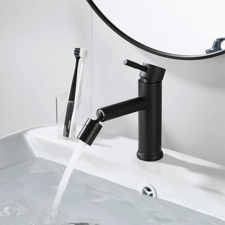 Lisslune | 360° Rotating Mat Black Bathroom Basin Mixer Tap with Dual Water Flow Modes