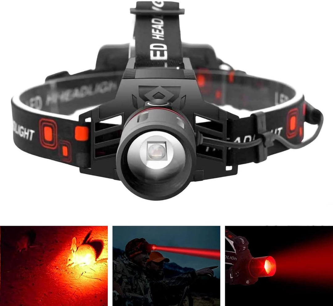 Lisslune | Rechargeable LED Headlamp with White, Red, and Green Light – Powerful Headlamp with USB and Battery