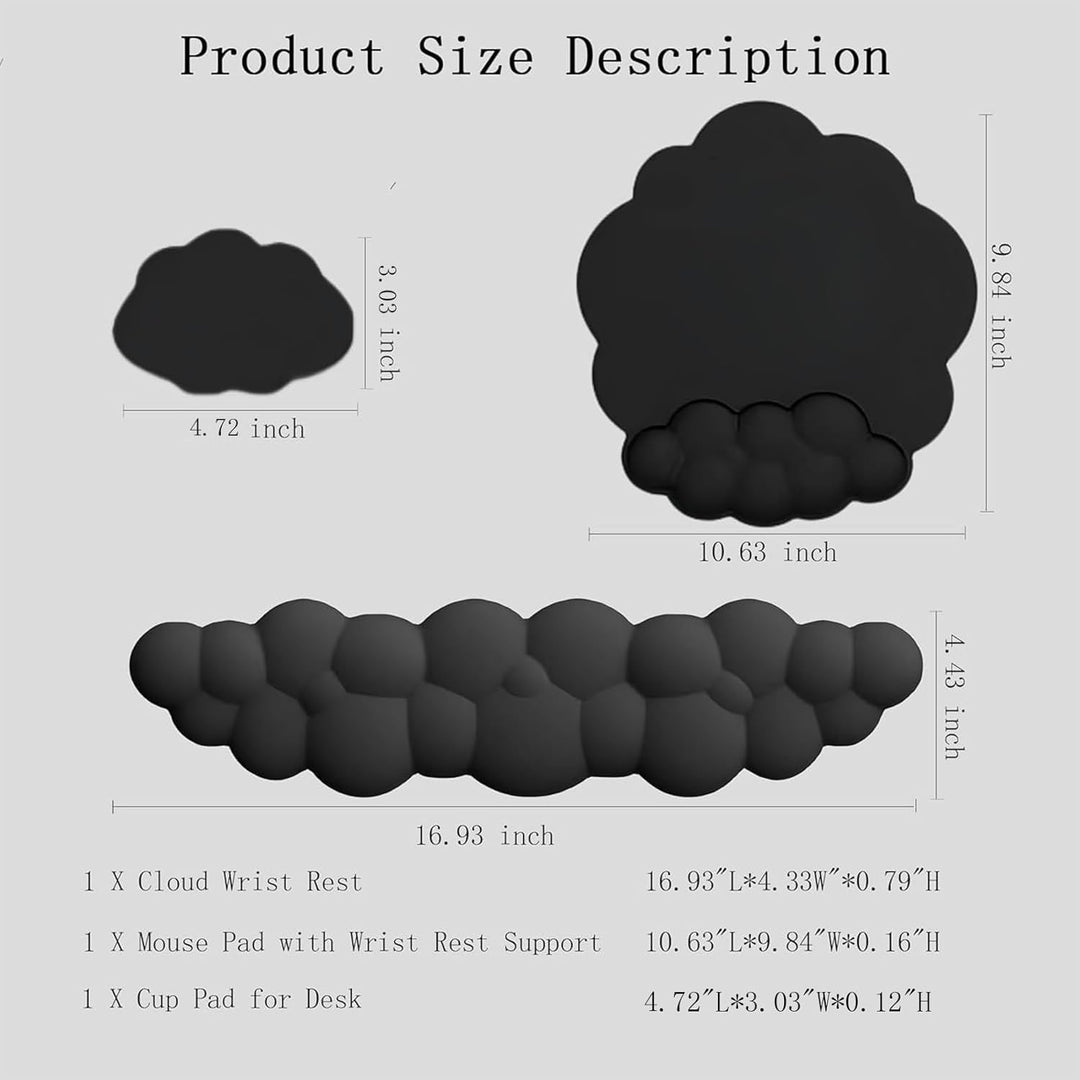 Lisslune | Cloud-Shaped Ergonomic Wrist Rest Set with Mouse Pad & Coaster – Zeyora