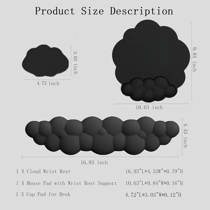 Lisslune | Cloud-Shaped Ergonomic Wrist Rest Set with Mouse Pad & Coaster – Zeyora