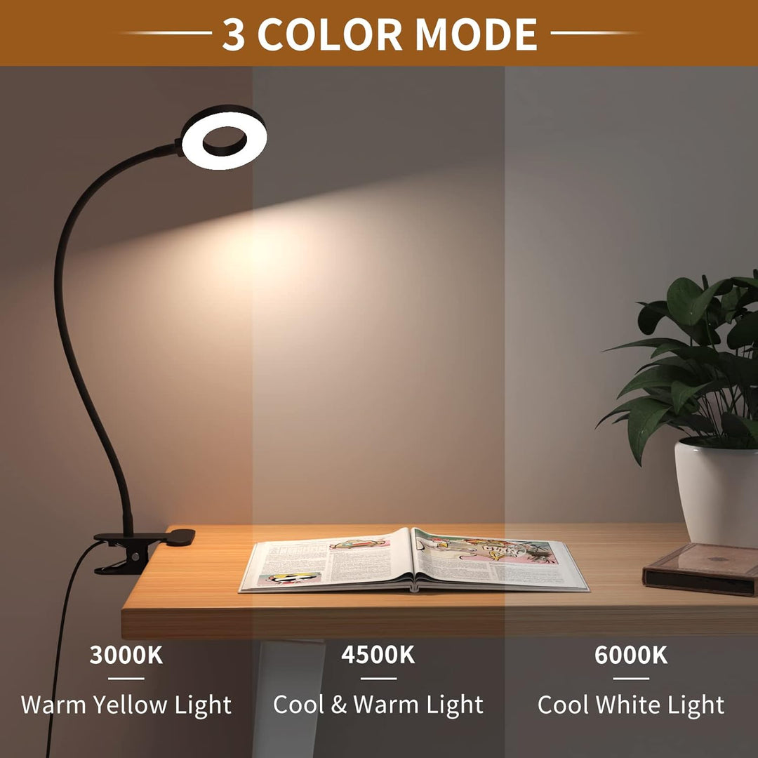 Lisslune | 3 Colour Modes LED Desk Clamp Lamp with  & Flexible Gooseneck – Selvara (1+1 FREE)