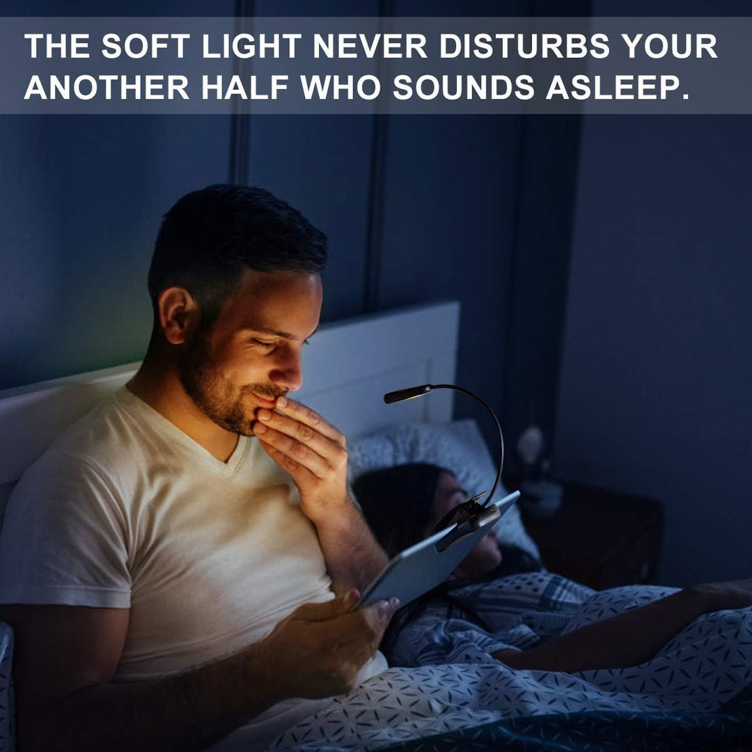 Lisslune | Eye Caring Rechargeable Book Lamp | 3 Color Temperatures, 5 Brightness Levels & Ideal for Nighttime Reading Without Disturbing Others