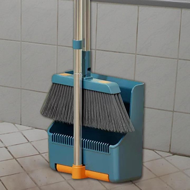 Lisslune | Large Broom and Dustpan Set – Long Handle with 180° Rotating Broom Head – Clavira