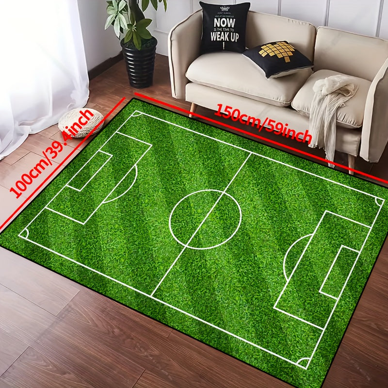 Lisslune | Football Field Pattern Carpet - non-slip washable lounge mats for living room, bedroom, garden or gaming room