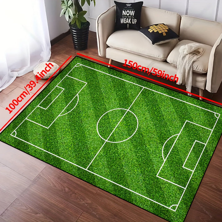 Lisslune | Football Field Pattern Carpet - non-slip washable lounge mats for living room, bedroom, garden or gaming room
