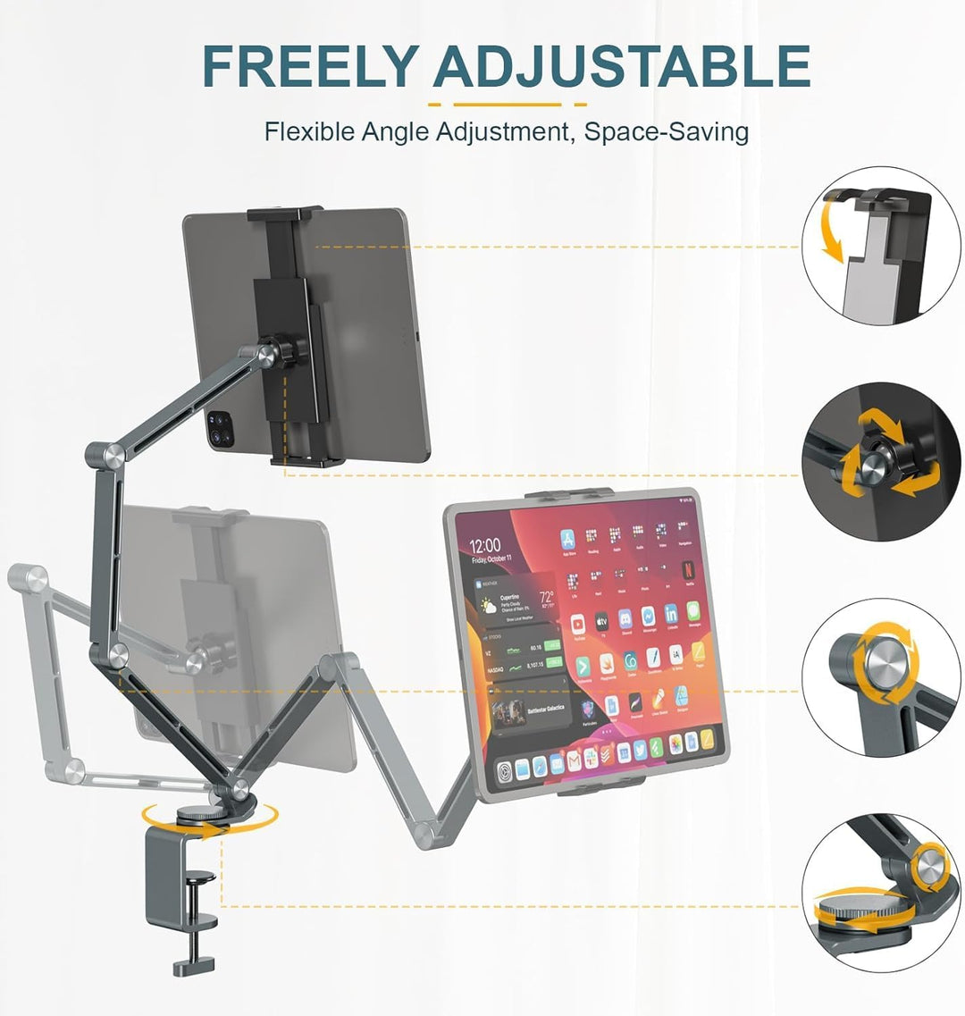 Lisslune | Adjustable Aluminum Tablet Desk Stand with 360° Rotation – Movaro