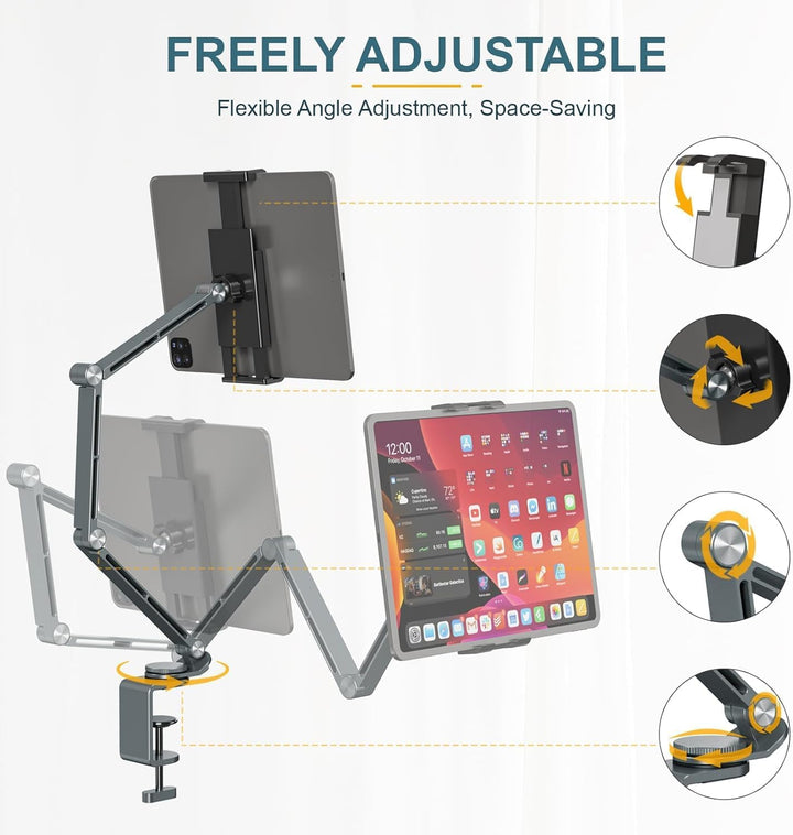 Lisslune | Adjustable Aluminum Tablet Desk Stand with 360° Rotation – Movaro