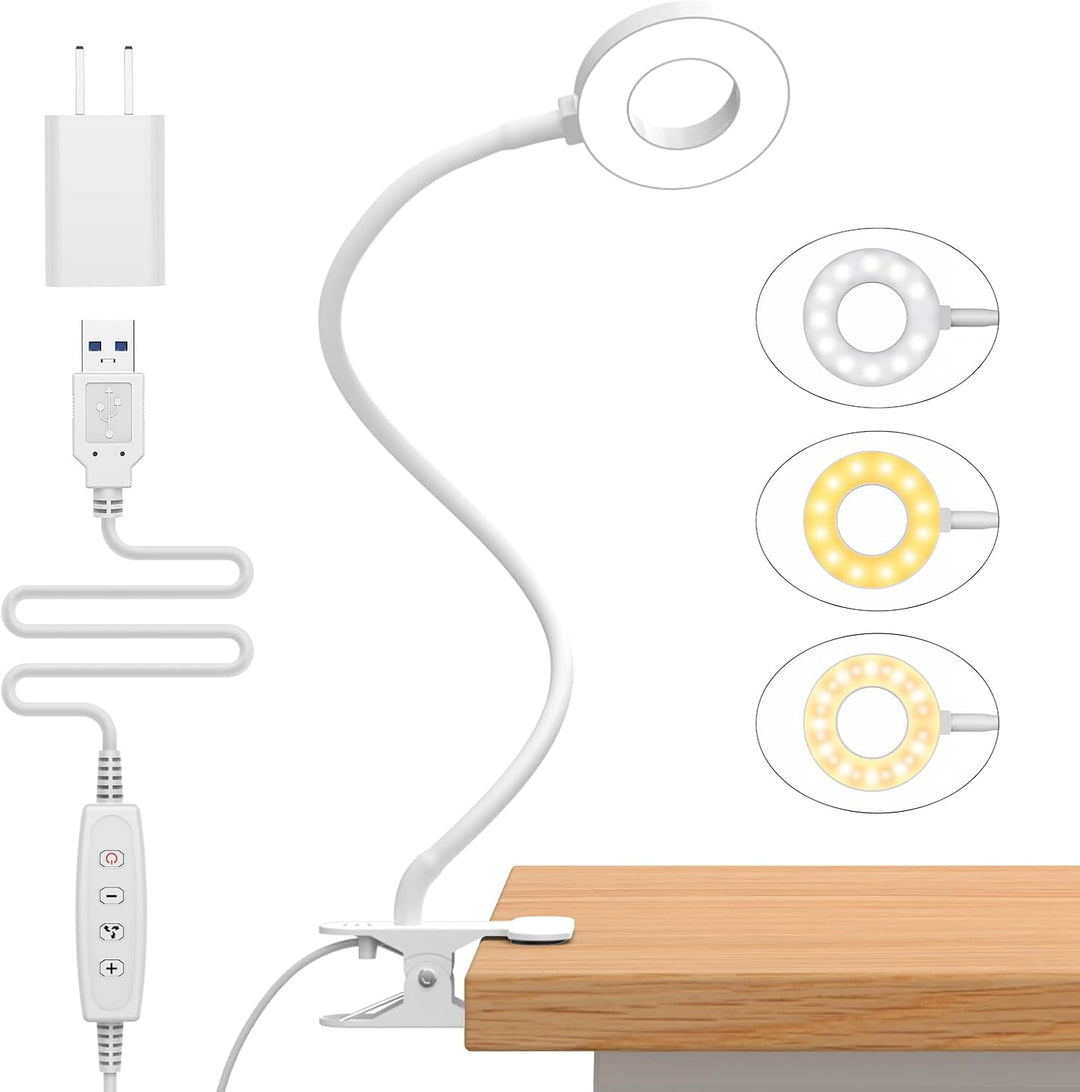 Lisslune | 3 Colour Modes LED Desk Clamp Lamp with  & Flexible Gooseneck – Selvara (1+1 FREE)