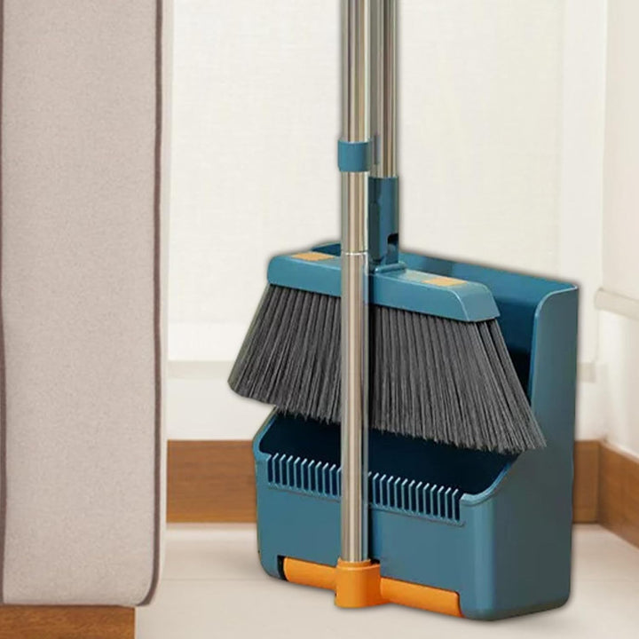 Lisslune | Large Broom and Dustpan Set – Long Handle with 180° Rotating Broom Head – Clavira