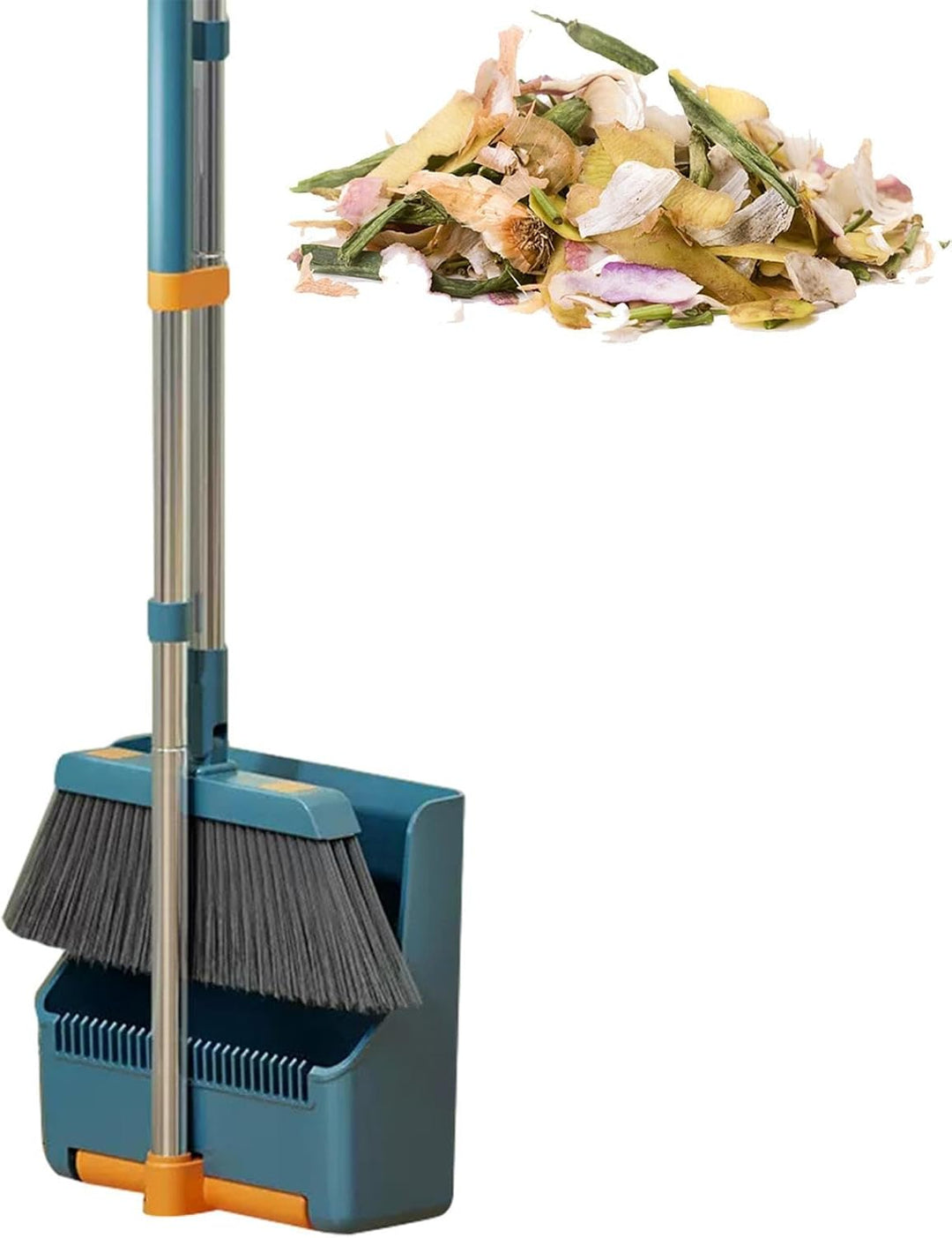 Lisslune | Large Broom and Dustpan Set – Long Handle with 180° Rotating Broom Head – Clavira